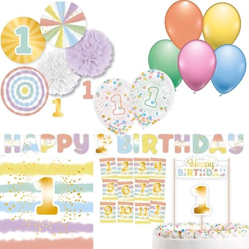 Playflip 1. Geburtstag Deko Partyset Kindergeburtstag Mädchen & Jungen Playflip 1. Geburtstag Deko Partyset Kindergeburtstag Mädchen & Jungen von Playflip