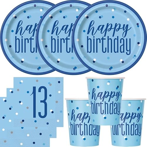 Playflip 13. Geburtstag Partyset Einweggeschirr hellblau blau 48 TLG. Partygeschirr Teller Becher Servietten Playflip 13. Geburtstag Partyset Einweggeschirr hellblau blau 48 TLG. Partygeschirr Teller Becher Servietten von Playflip