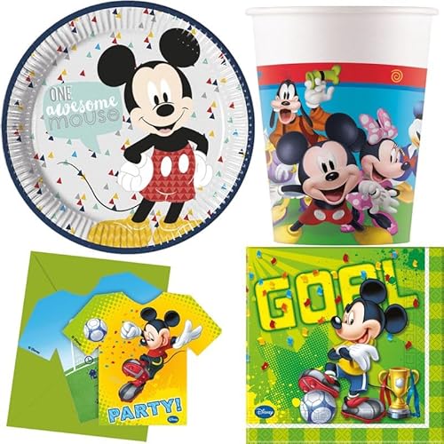 Playflip 42 TLG. Partyset Micky Maus Fußball Geburtstag Deko Kindergeburtstag Mickey Mouse von Playflip
