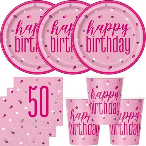 Playflip 50. Geburtstag Partyset Einweggeschirr rosa pink 48 TLG. Partygeschirr Teller Becher Servietten Playflip 50. Geburtstag Partyset Einweggeschirr rosa pink 48 TLG. Partygeschirr Teller Becher Servietten von Playflip