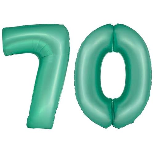 Folienballon Zahl XXL bunt rosa blau Lavendel roségold mit Geburtstag Luftballon Zahlenballon Riesen Folienballon, Farbe:Mint, Zahl:70 von Playflip