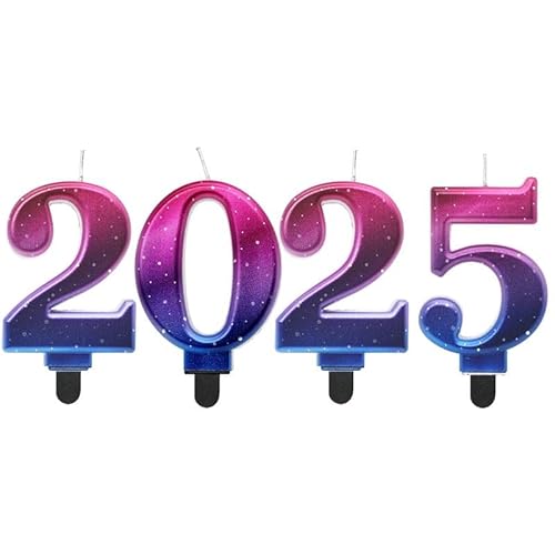 Playflip Kerze Zahl 2025 bunt Galaxy Silvester von Playflip