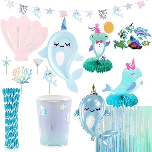 Playflip Narwal Partyset Kindergeburtstag Geburtstag Deko Unterwasser Dekoration Playflip Narwal Partyset Kindergeburtstag Geburtstag Deko Unterwasser Dekoration von Playflip