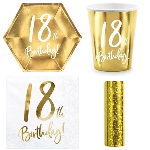 Playflip Party Geschirr 18. Geburtstag Gold Partyset Einweggeschirr 18 Jahre Teller Becher Servietten Playflip Party Geschirr 18. Geburtstag Gold Partyset Einweggeschirr 18 Jahre Teller Becher Servietten von Playflip
