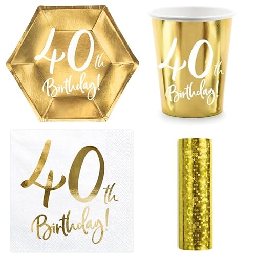 Playflip Party Geschirr 40. Geburtstag Gold Partyset Einweggeschirr 40 Jahre Teller Becher Servietten Playflip Party Geschirr 40. Geburtstag Gold Partyset Einweggeschirr 40 Jahre Teller Becher Servietten von Playflip