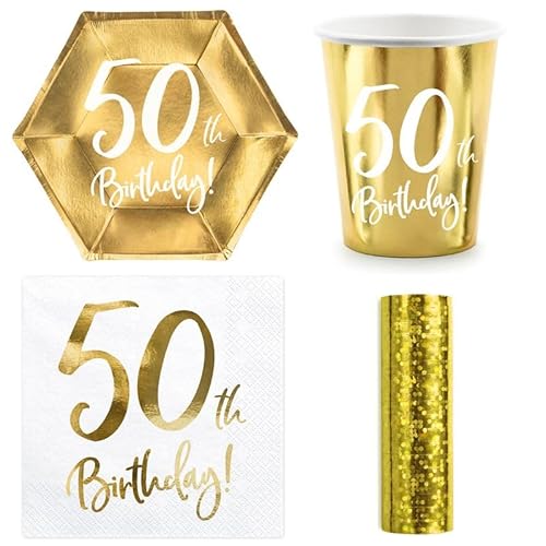 Playflip Party Geschirr 50. Geburtstag Gold Partyset Einweggeschirr 50 Jahre Teller Becher Servietten Playflip Party Geschirr 50. Geburtstag Gold Partyset Einweggeschirr 50 Jahre Teller Becher Servietten von Playflip