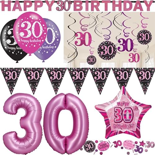 Playflip Partyset 30. Geburtstag Deko Geburtstagsdeko Deko pink rosa schwarz Frau Zahl Playflip Partyset 30. Geburtstag Deko Geburtstagsdeko Deko pink rosa schwarz Frau Zahl von Playflip
