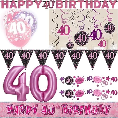 Playflip Partyset 40. Geburtstag Deko Geburtstagsdeko Deko pink rosa schwarz Frau Zahl Playflip Partyset 40. Geburtstag Deko Geburtstagsdeko Deko pink rosa schwarz Frau Zahl von Playflip