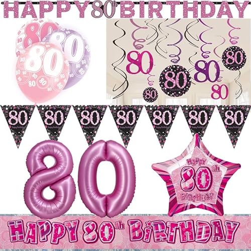 Playflip Partyset 80. Geburtstag Deko Geburtstagsdeko Deko pink rosa schwarz Frau Zahl Playflip Partyset 80. Geburtstag Deko Geburtstagsdeko Deko pink rosa schwarz Frau Zahl von Playflip