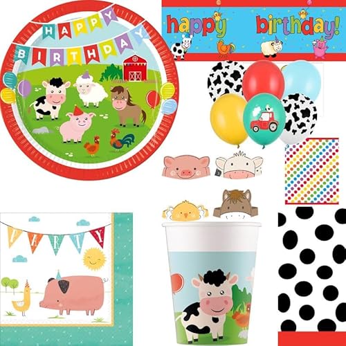 Playflip Partyset Bauernhof Geburtstagsdeko Kindergeburtstag Deko von Playflip