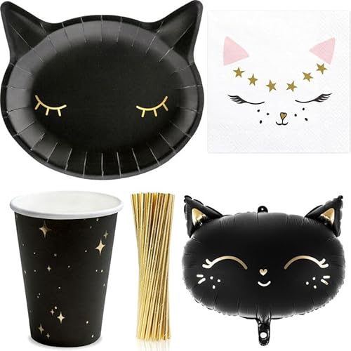 Playflip Partyset Schwarze Katzen schwarz Kindergeburtstag Deko Geburtstag von Playflip