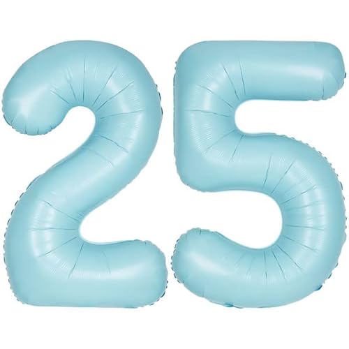 Playflip XXL Folienballon Zahl bunt Geburtstag Jubiläum Zahlenballon Riesenfolienballon Geburtstagsdeko, Farbe:Hellblau, Zahl:25 Playflip XXL Folienballon Zahl bunt Geburtstag Jubiläum Zahlenballon Riesenfolienballon Geburtstagsdeko, Farbe:Hellblau, Zahl:25 von Playflip