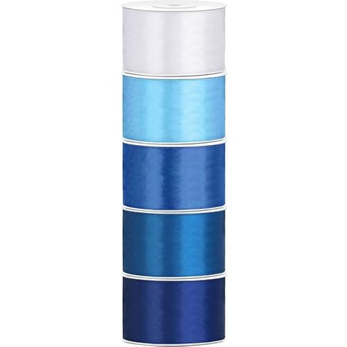 Satin Geschenkband 38mm 5 Farben je 25m lang blau hellblau Schleifenband Geschenkverpackung Geburtstag Hochzeit Weihnachten Ostern von Playflip