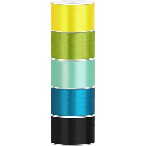 Satin Geschenkband 38mm 5 Farben je 25m lang gelb grün türkis mint schwarz Schleifenband Geschenkverpackung Geburtstag Hochzeit Weihnachten von Playflip