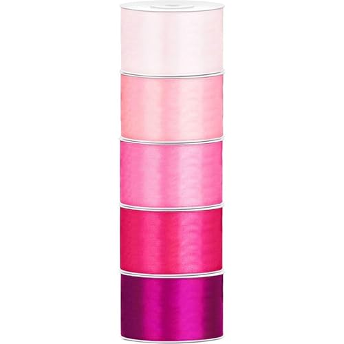 Satin Geschenkband 38mm 5 Farben je 25m lang rosa pink Schleifenband Geschenkverpackung Geburtstag Hochzeit Weihnachten Ostern von Playflip