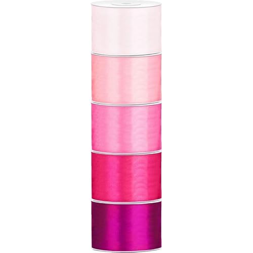 Satin Geschenkband 50mm 5 Farben je 25m lang rosa pink Schleifenband Geschenkverpackung Geburtstag Hochzeit Weihnachten von Playflip