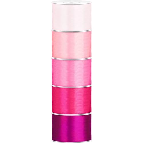 Satin Geschenkband 50mm 5 Farben je 25m lang rosa pink Schleifenband Geschenkverpackung Geburtstag Hochzeit Weihnachten von Playflip