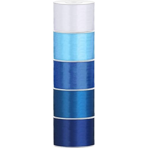 Satinband 25mm Geschenkband bunt, Farbe:Blau, Breite:50mm x 25m von Playflip