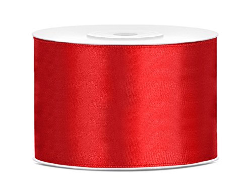 Satinband Geschenkband Schleifenband 3/6/12/25/38/50/100mm x 25m bunt Geburtstag Hochzeit Weihnachten, Farbe:Rot, Breite:50mm x 25m von Playflip