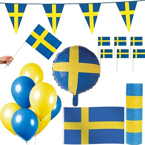 Schweden Party Deko Set 74 TLG. Partyset blau gelb Partydeko Schweden Party Deko Set 74 TLG. Partyset blau gelb Partydeko von Playflip