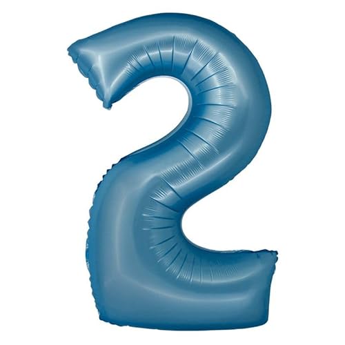 XL Folienballon blau matt Zahl 2 von Playflip