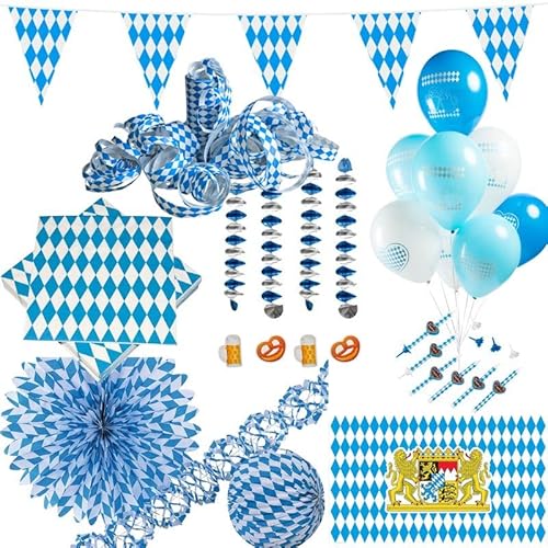 XL Oktoberfest Deko Set Partyset Dekoration Wiesn Party blau Weiss XL Oktoberfest Deko Set Partyset Dekoration Wiesn Party blau Weiss von Playflip