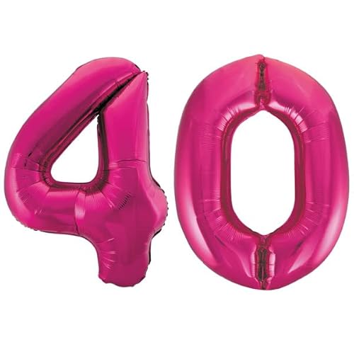 Playflip XXL Folienballon Zahl bunt Geburtstag Jubiläum Zahlenballon Riesenfolienballon Geburtstagsdeko, Farbe:Pink, Zahl:40 Playflip XXL Folienballon Zahl bunt Geburtstag Jubiläum Zahlenballon Riesenfolienballon Geburtstagsdeko, Farbe:Pink, Zahl:40 von Playflip