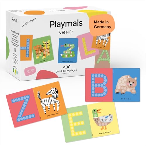 Playmais Classic ABC | 800 Playmais Teile | Bastelset | natürliches Spielzeug | inkl. Schwämmchen, Bastelmesser, 26 Motiv-Vorlagen | vegan, verantwortungsvoll & sicher | ab 4 Jahren von Playmais