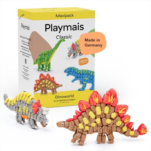 Playmais Maxipack Classic Dinoworld | 800 Teile | natürliches Spielzeug | inkl. Schwämmchen, Bastelmesser, 2 x 4 Dino-Modelle aus Karton | verantwortungsvoll & sicher | ab 5 Jahren Play Playmais Maxipack Classic Dinoworld | 800 Teile | natürliches Spielzeug | inkl. Schwämmchen, Bastelmesser, 2 x 4 Dino-Modelle aus Karton | verantwortungsvoll & sicher | ab 5 Jahren Play von Playmais