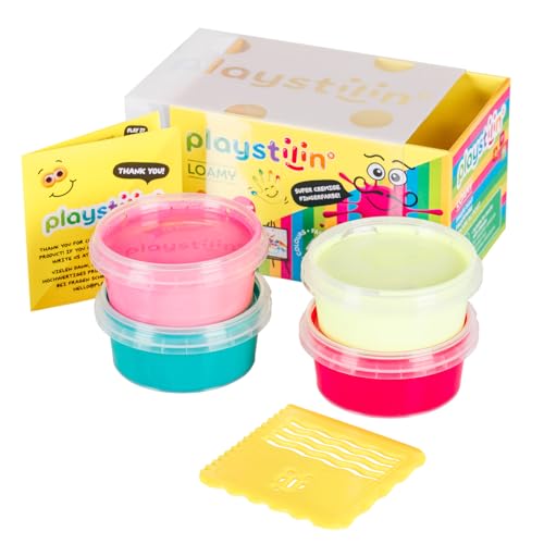 Playstilin LOAMY - extra cremige Fingerfarbe, Nicht tropfende, lufttrocknende, vegane Malfarbe, kreatives Malset mit Werkzeug zum kreativen Gestalten in der Box, ungiftige Fingermalfarbe von Playstilin