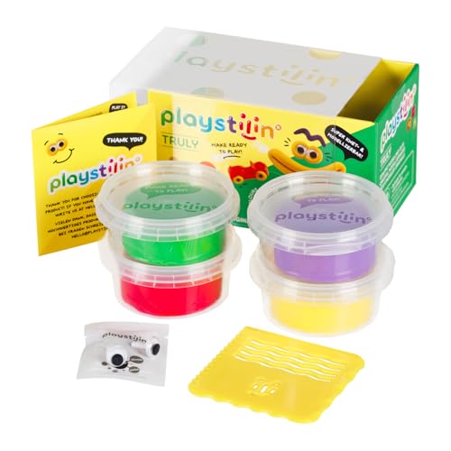 Playstilin Truly - Original Spielknete, super knet- und formbare, vegane Kinderknete, kreatives Plastilin Knetset mit Zubehör und Werkzeug in der Box, Modelliermasse Nicht trocknend von Playstilin