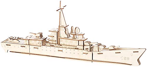 Playtastic 3D Holzbausatz: 3D-Bausatz Zerstörer aus Holz, 83-teilig (Bastelset, 3D-Puzzle Holz Kinder, Geburtstagsgeschenk) von Playtastic