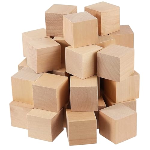 Plazotta 30 Stück 5,1 cm unlackierte Holzwürfel, Holzblöcke, blanko Kiefernholzblöcke für Bastelarbeiten von Plazotta