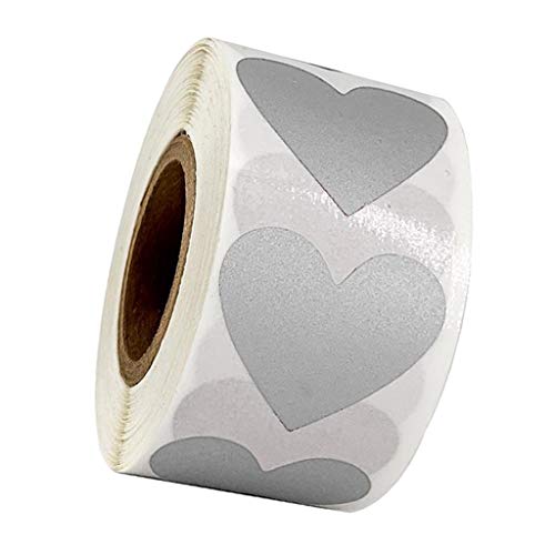 300 Stück Rolle Herz Aufkleber Kraftpapier Klebeetiketten Scrapbooking Silber von Pleayietoopiatiey