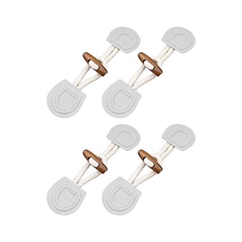 4 x Horn-Knebelverschlussknöpfe für Kleidung, PU-Leder, zum Aufnähen, DIY für Jacke, Grau, Weiß, Grau, Weiß von Pleayietoopiatiey