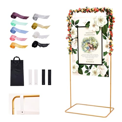 Plecterco Hochzeitsschilderständer - Verstellbares Hochzeitsschild Mit Aufhängeriemen aus Leder und Satin, Blumen und Aufbewahrungstasche. Stabiler Staffelei-Ständer für Hochzeits-Willkommensschilder Plecterco Hochzeitsschilderständer - Verstellbares Hochzeitsschild Mit Aufhängeriemen aus Leder und Satin, Blumen und Aufbewahrungstasche. Stabiler Staffelei-Ständer für Hochzeits-Willkommensschilder von Plecterco