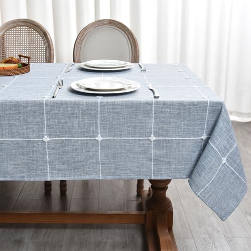 Plenmor Leinen Tischdecke Abwaschbar Blau, Leinenoptik Tischdecke Baumwolle Party Tischdecke Rechteckig für Küche, Tischdecke Outdoor (Blau, 180x135cm) von Plenmor