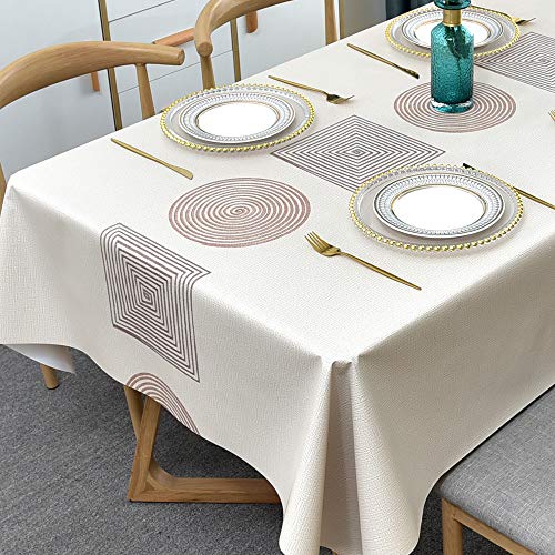 Plenmor Wachstuchtischdecke Plastik Tischdecke Wetterfest, Wachstischdecke Table Cloth Waterproof Wachstuch Tischdecke Quadratisch(0-Geometrie, 137 x 137 cm) von Plenmor