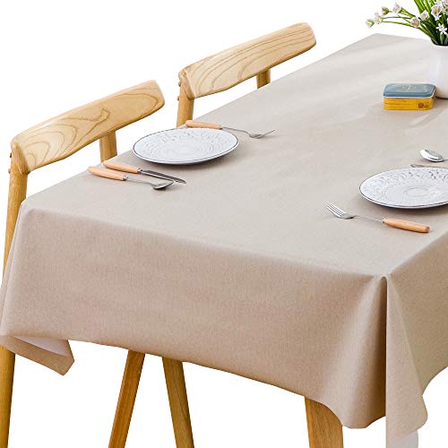 Plenmor PVC Tischdecke Rechteckig für Küche Esstisch Kunststoff Wischtuchreinigung Tischdecke für Indoor Outdoor (137 x 137 cm, UK-Beige) von Plenmor
