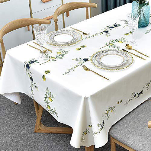 Plenmor Wachstuchtischdecke Plastik Tischdecke Wetterfest, Wachstischdecke Table Cloth Waterproof Wachstuch Tischdecke Rechteckig für Küchen, Party, Tischdecke Outdoor (Oliven, 137 x 185 cm) von Plenmor