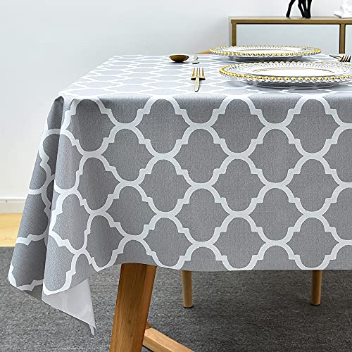 Plenmor Tischdecke, abwischbar, PVC-Tischdecke, wasserdicht, abwischbar, Kunststoff-Vinyl-Tischabdeckung, Schutz, rechteckig, für Picknick-Party im Freien, 137 x 137 cm, Grau) von Plenmor