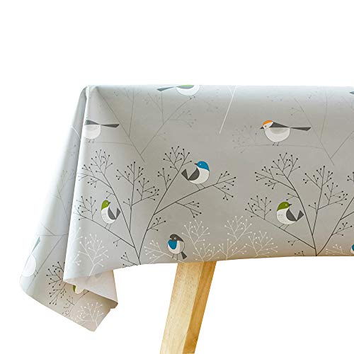 Plenmor Tischdecke, abwischbar, wasserdicht, Kunststoff, PVC, abwischbar, rechteckig, für Küche, Picknick, Outdoor Indoor (137 x 200 cm, Vögel) von Plenmor