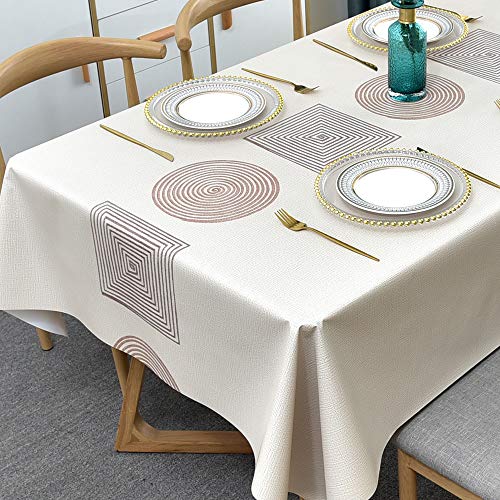 Plenmor Wachstuchtischdecke Plastik Tischdecke Wetterfest, Wachstischdecke Table Cloth Waterproof Wachstuch Tischdecke Rechteckig für Küchen Tischtuch (0-Geometrie, 137 x 215 cm) von Plenmor