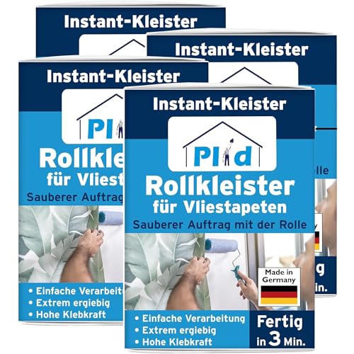 PLID® Rollkleister für Vliestapeten - Tapetenkleister in 3 min fertig - einfache Anwendung - Tapetenkleister für Vliestapeten mit glatter und strukturierter Rückseite - hoher Ergiebigkeit 4x200gr. von Plid