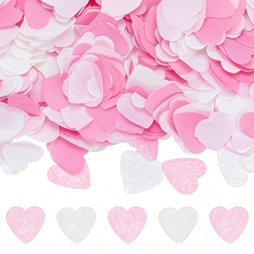 10.000 Stück herzförmiges, biologisch abbaubares Konfetti, rosa und weiß, Hochzeitskonfetti, biologisch abbaubares Konfetti für Hochzeit, Valentinstag, Weihnachten, Jahrestag, Geburtstag 10.000 Stück herzförmiges, biologisch abbaubares Konfetti, rosa und weiß, Hochzeitskonfetti, biologisch abbaubares Konfetti für Hochzeit, Valentinstag, Weihnachten, Jahrestag, Geburtstag von Plipdhy