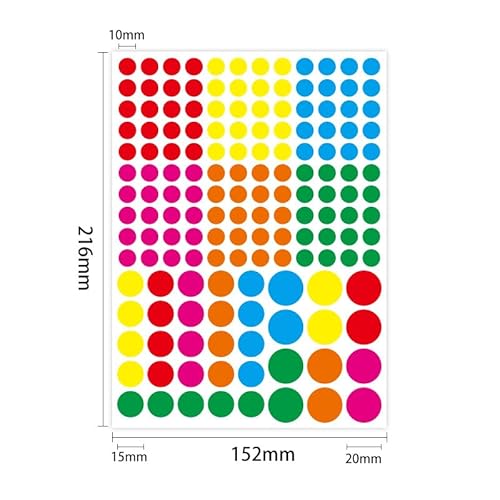 20 Blatt 3140 Stück farbige runde Punkt-Aufkleber, selbstklebende Kreis-Codierungs-Aufkleber, Etiketten, für Farbkodierung, Kalender, Organisation, DIY, Basteln, Geschenktüten, Karten, Umschläge von Plipdhy