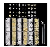 3D Nail Charms Kit mit 500 Stück - Multi-Form Nail Art Dekorationen - Einschließlich Schleifen, Schmetterlinge, Kristalldiamanten, Blumen und Rosen - Inklusive Werkzeug - für DIY Nägel, Basteln von Plipdhy