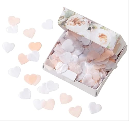 Biologisch abbaubares herzförmiges Konfetti (weiß, rosa), Papierkonfettis, Geburtstagskonfetti für Luftballons, Hochzeit, Geburtstag, Dekoration, Jahrestag, 2,5 cm von Plipdhy