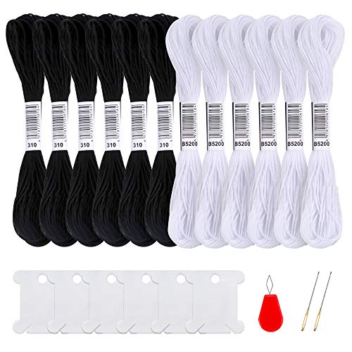 Pllieay 12 Skeins Schwarz Stickgarne (Black and White) von Pllieay