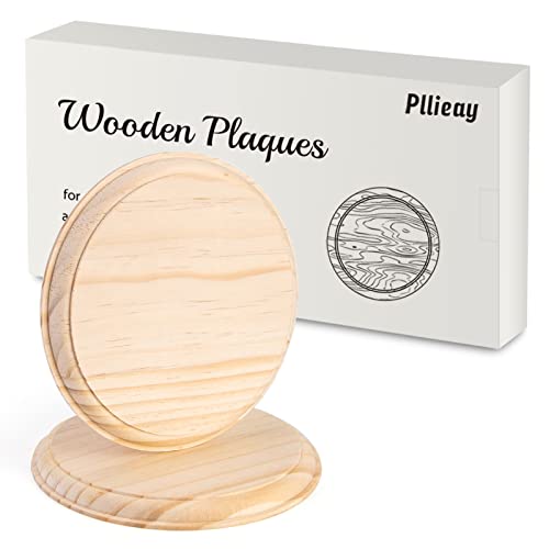 Pllieay 2 Stück 12,7 cm runde Holztafel aus natürlichem Kiefernholz, unlackiert, Kreisschild für Bastelprojekte und DIY-Heimdekoration von Pllieay